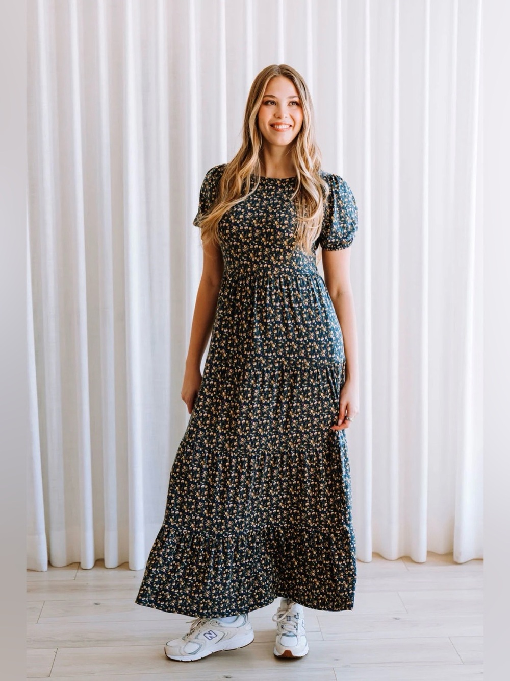 Women's Navy Floral Maxi Dress